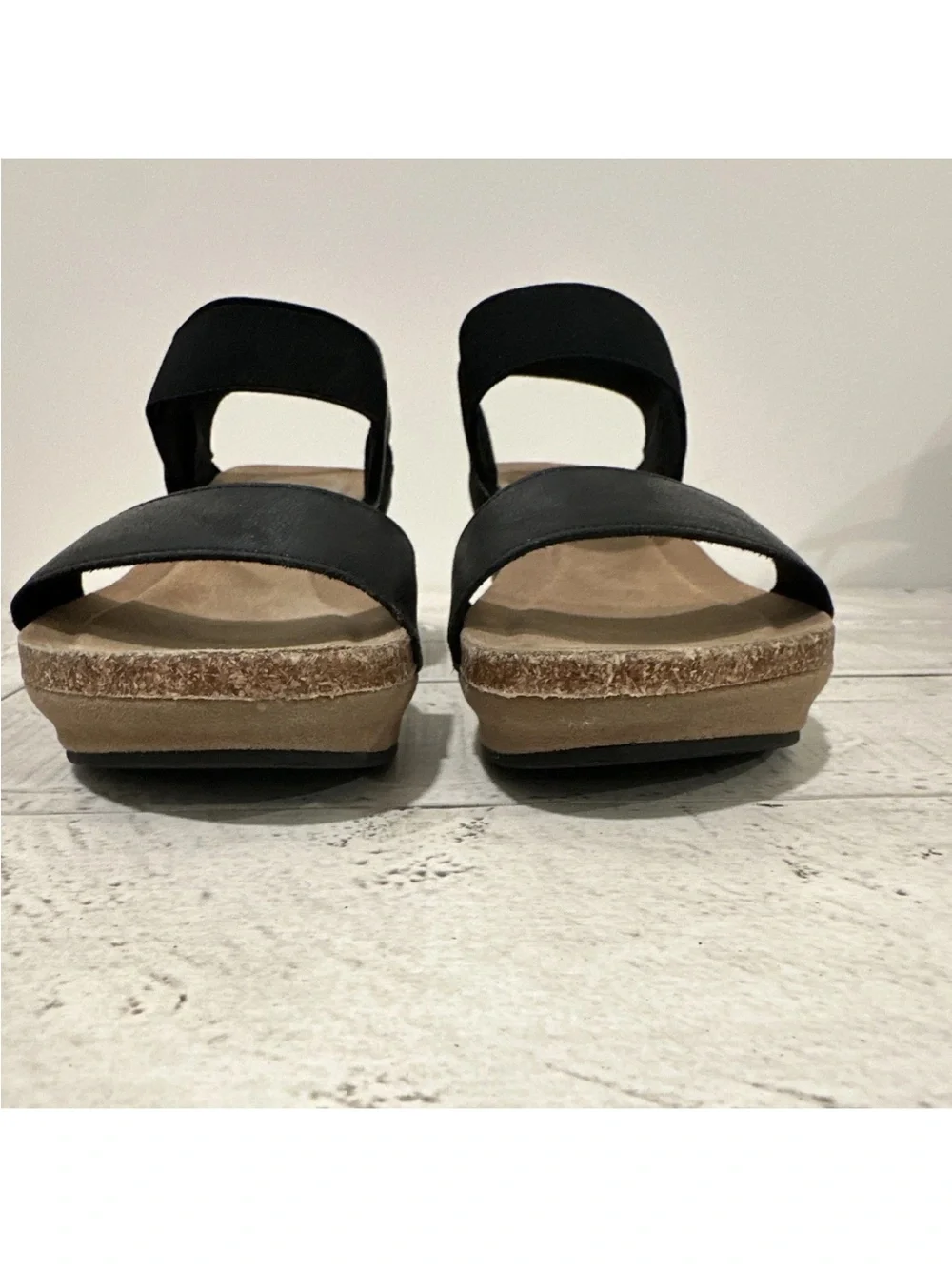 Pierre Dumas Kids Black Wedge Sandals Elastic Strap Platform Studded Size 1